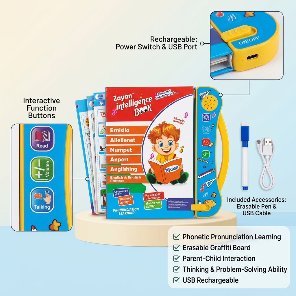 Zayan Intelligence Book – শিশুদের Rechargeable Talking Learning Book - Image 2